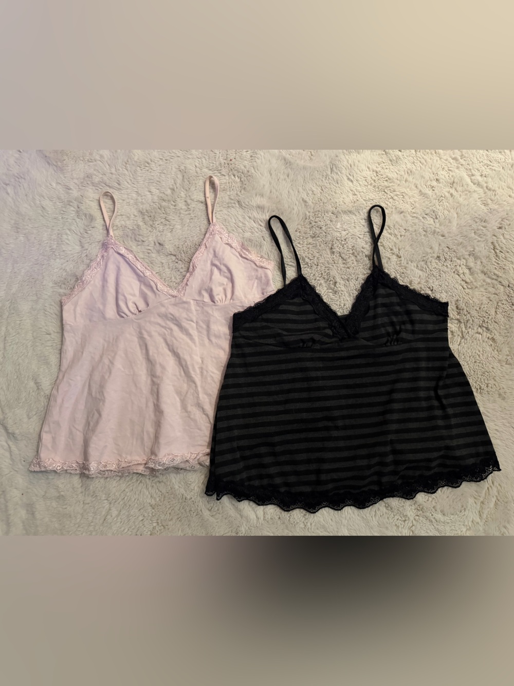 SHEIN Lace-Trim Camisole Set in Light Pink & Black